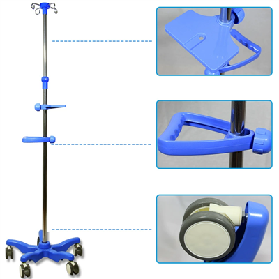 Gólfstandandi innrennslisstandur úr ryðfríu stáli